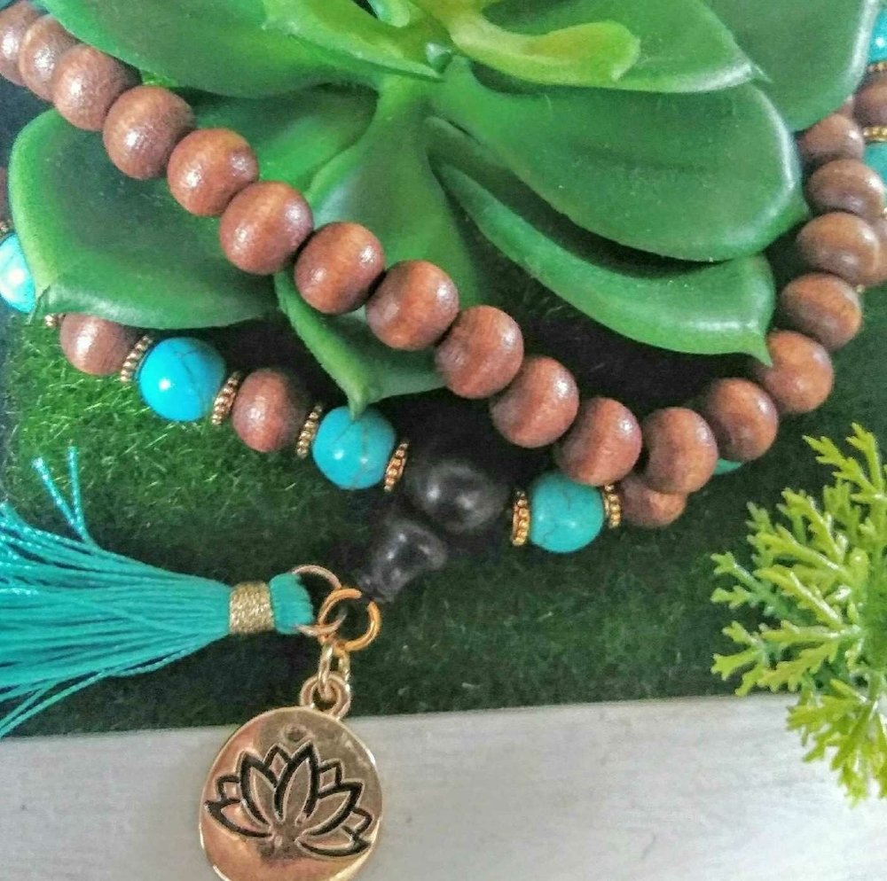 Mala/Meditation Beads with Lotus Charm & Tassel